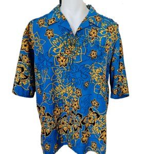 SOLD - Aloha Joe Men's Vintage Hawaiian Blue Floral Casual Dress Shirt